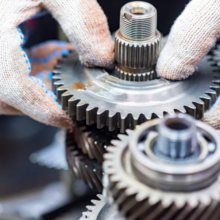 Repair service of vehicle automatic transmission in mechanic workshop